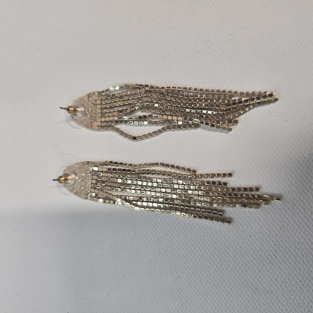 Sparkling Silver Long Statement Earrings - Picture 2 of 5